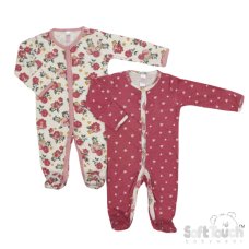 CC210-SS: Girl 2 Pack Sleepsuits (NB-9 Months)
